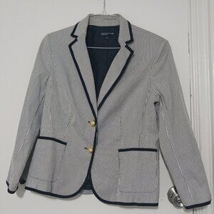 Jones New York Signature navy and white striped blazer